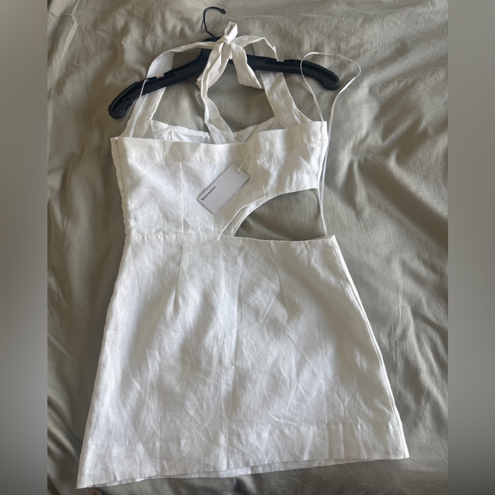 Reformation Valli Linen Dress - White - Size 2 - Picture 5 of 5